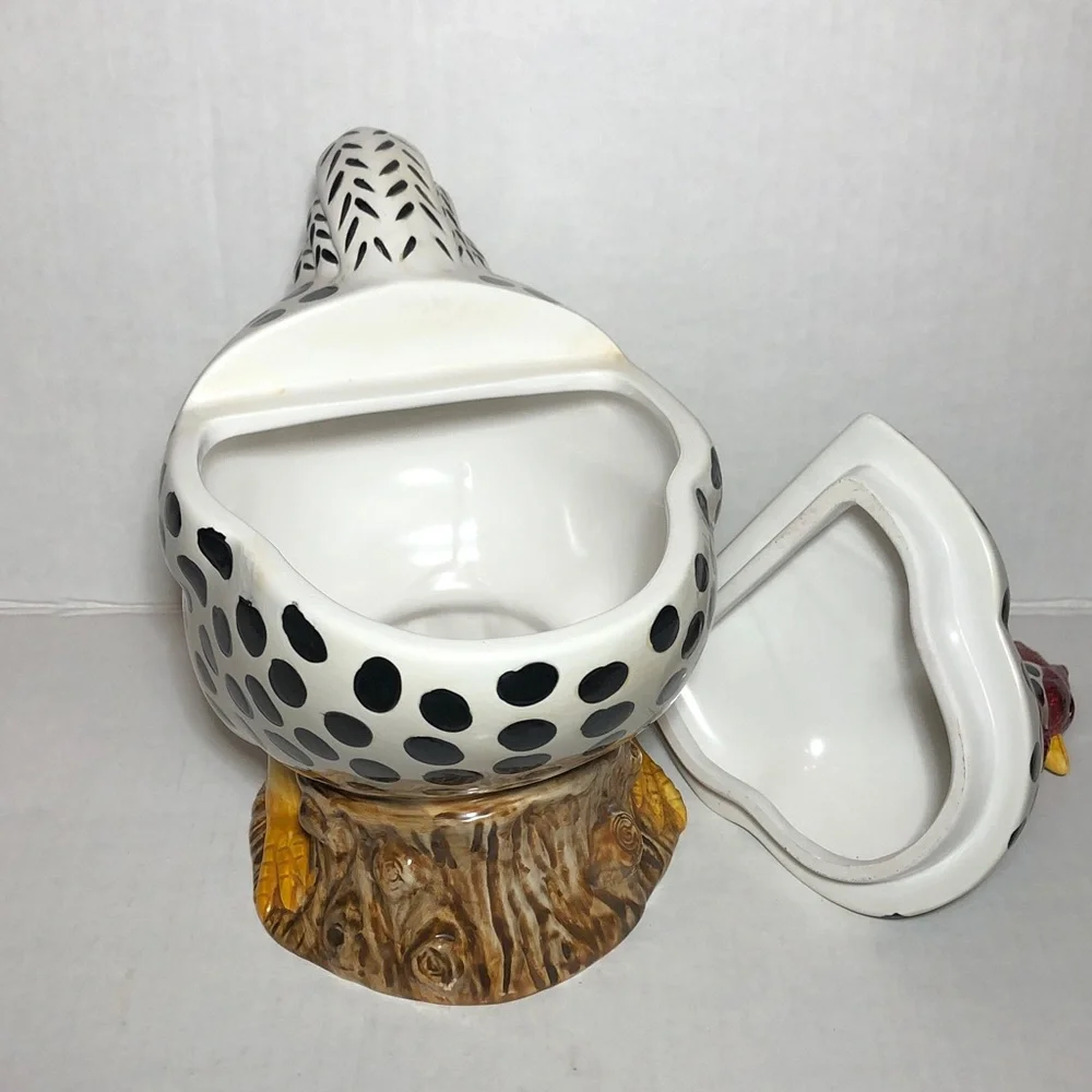 COOKIE JAR ROOSTER Spotted Ceramic Serveware by Sakura - Picture 9 of 11